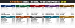 Cheddars Menu
