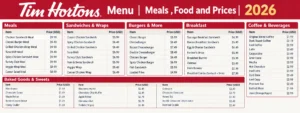 Tim Hortons Menu